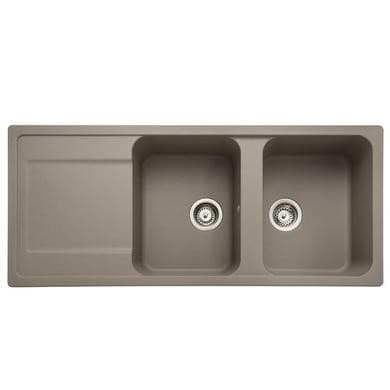 Rangemaster Loa 2 Bowl Inset Granite Kitchen Sink - Pebble
