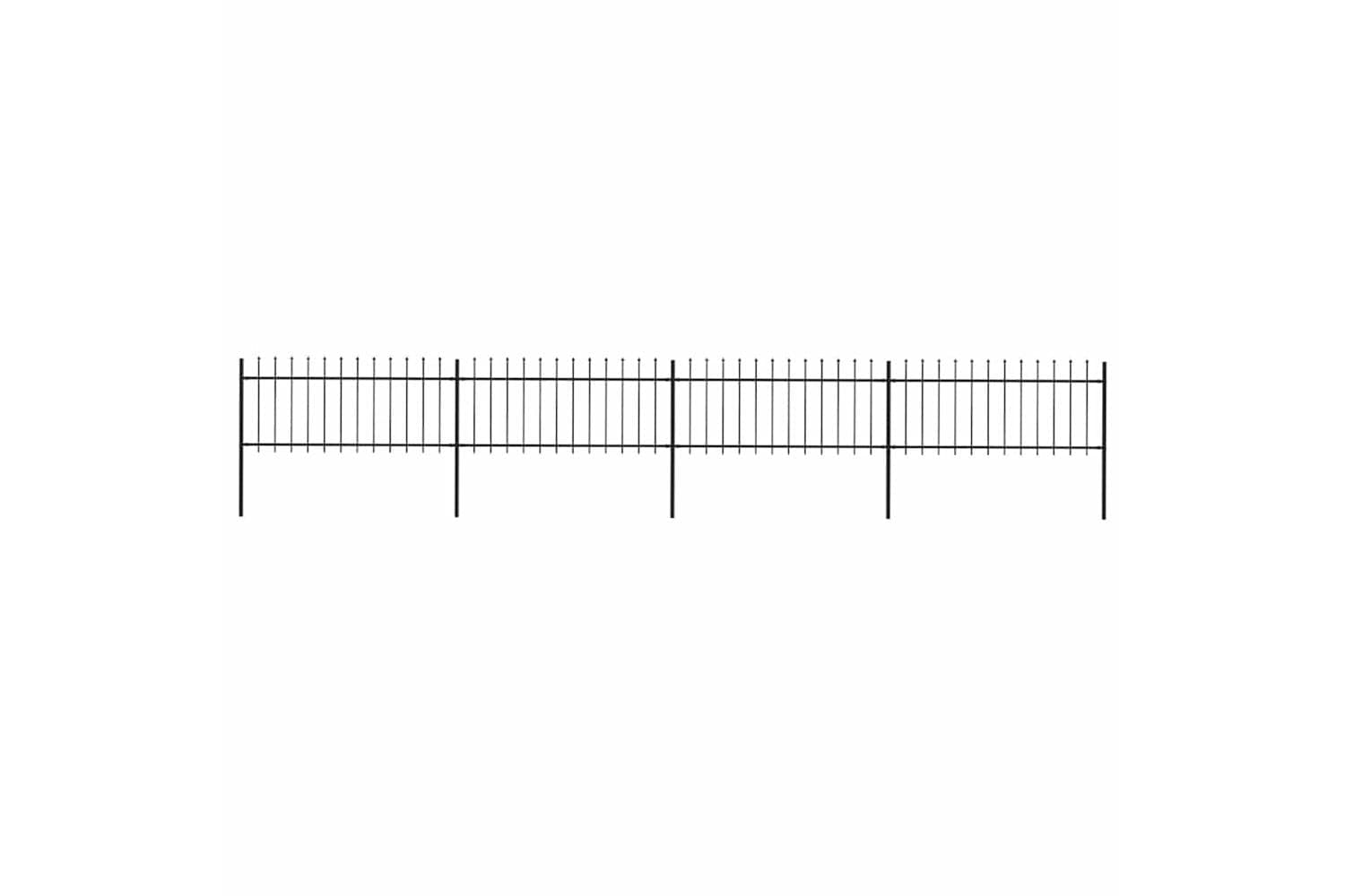 Vidaxl 277605 Garden Fence With Spear Top Steel 6.8x0.8 M Black