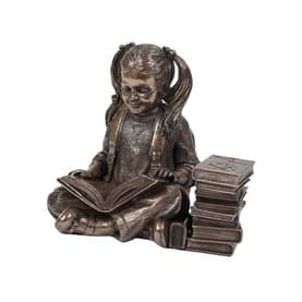 Reading Time Girl Bronze Ornament