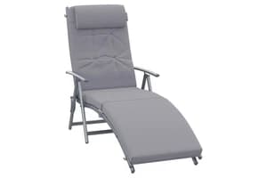 Outsunny Padded Sun Lounger with Pillow | Grey