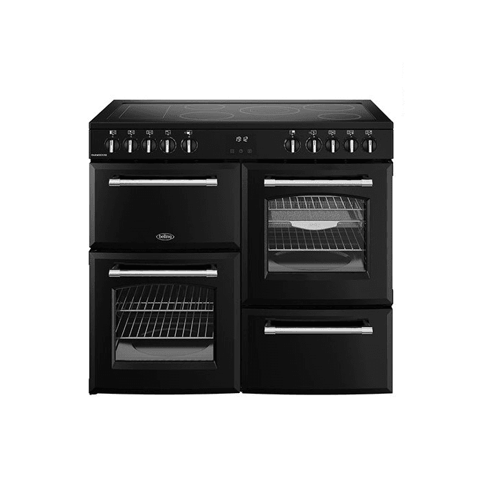 Belling FH100EBLK, 100cm, Farmhouse Electric Rangecooker, Black