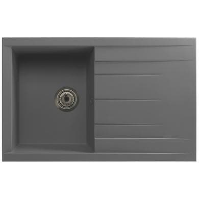 ALMOST PERFECT - Rocklite Bredon Single Bowl Inset Grey Composite Kitchen Sink with Reversible Drainer