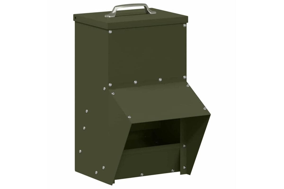 Vidaxl Chicken Feeder Olive Green 20 X 25 X35 Cm Cold-rolled Steel