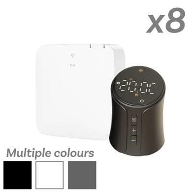 electriQ Smart TRV Valves (Pack of 8 Valves) with Zigbee Hub - 1 x Black / 7 x Anthracite