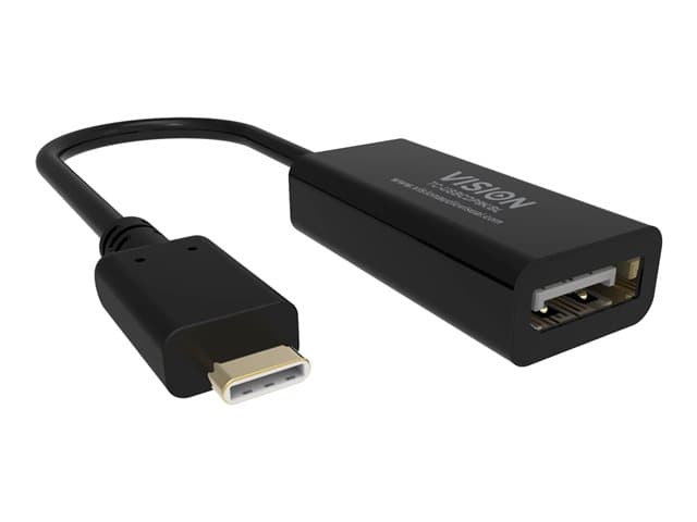 VISION - USB C to DisplayPort adaptor - plugs into USB C and has full-sized DP socket - maximum resolution 8k 60 hz - USB C 3.2 (m) to DP (f) - driver built into adaptor - black