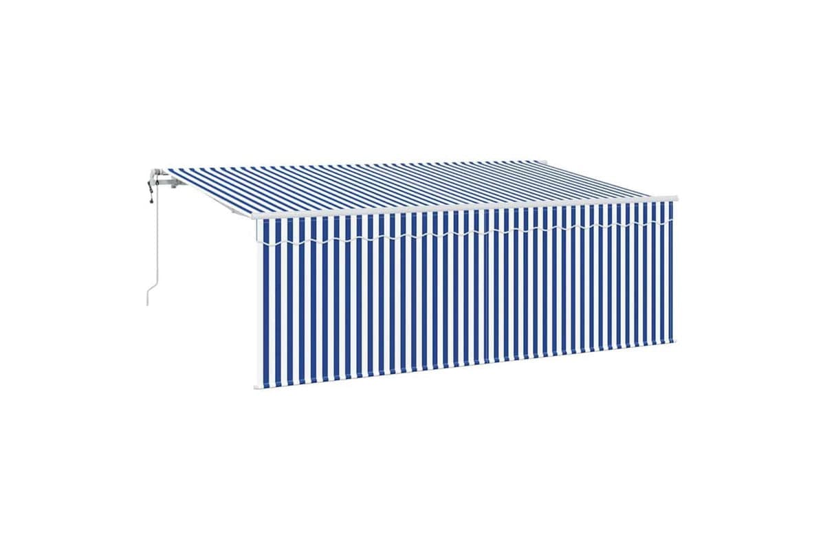 Vidaxl Retractable Awning Manual Blue And White 400 X 200 Cm Fabric