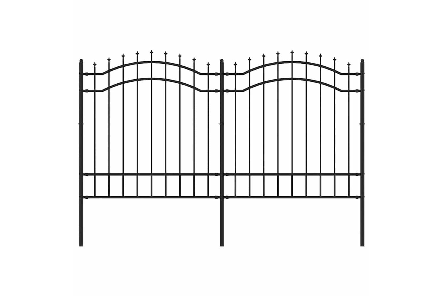 vidaXL 151081 Garden Fence With Spear Top Black 165cm Powder-coated Steel