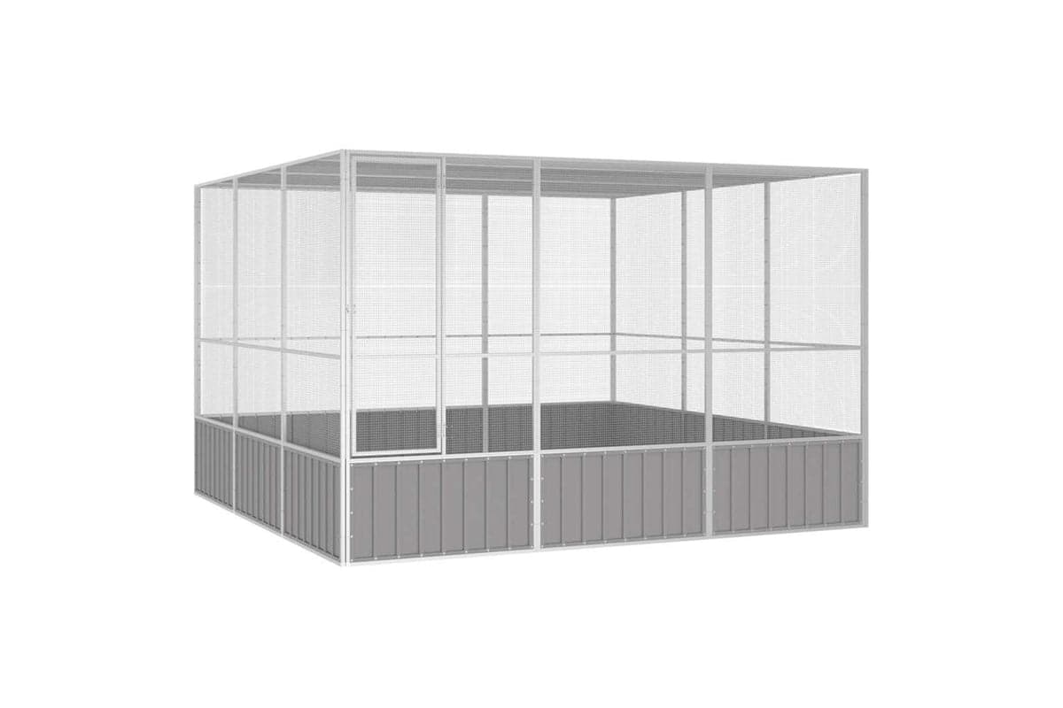 Vidaxl Bird Cage Grey 302.5x324.5x211.5 Cm Galvanised Steel
