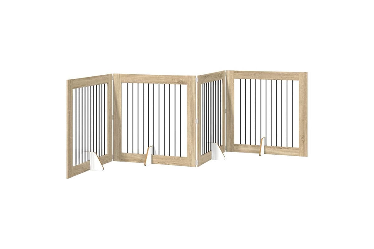 Vidaxl Foldable Dog Gate With Stands 4 Pcs Sonoma Oak 401 Cm