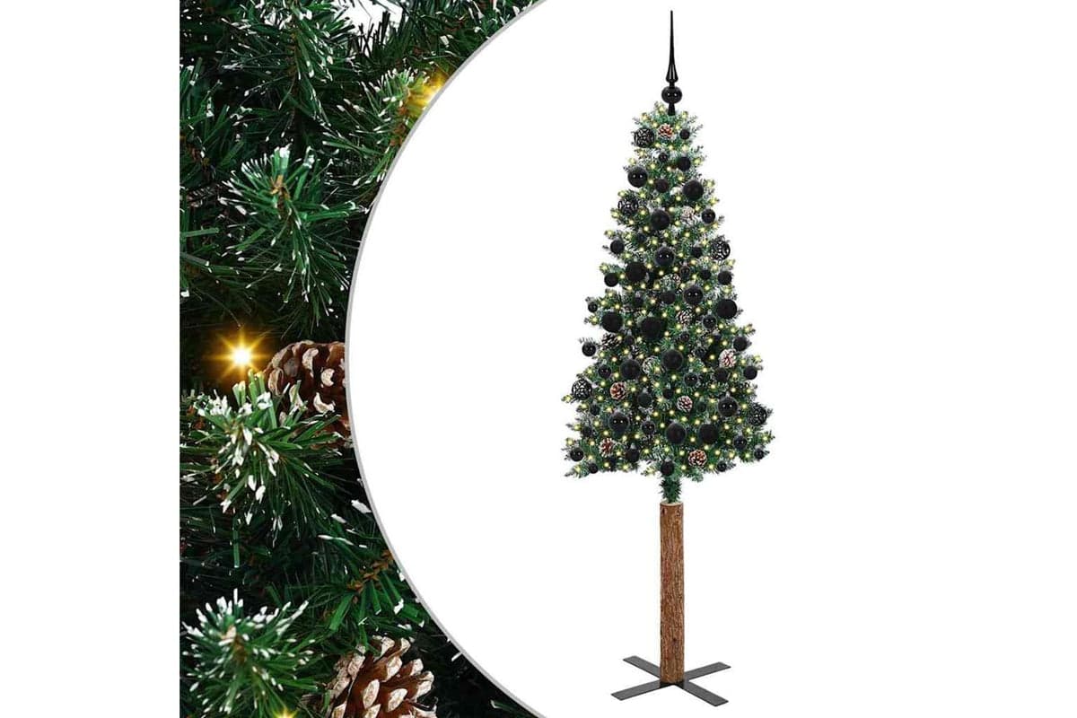 Vidaxl Slim Christmas Tree With 300 Leds Green And White 180 Cm