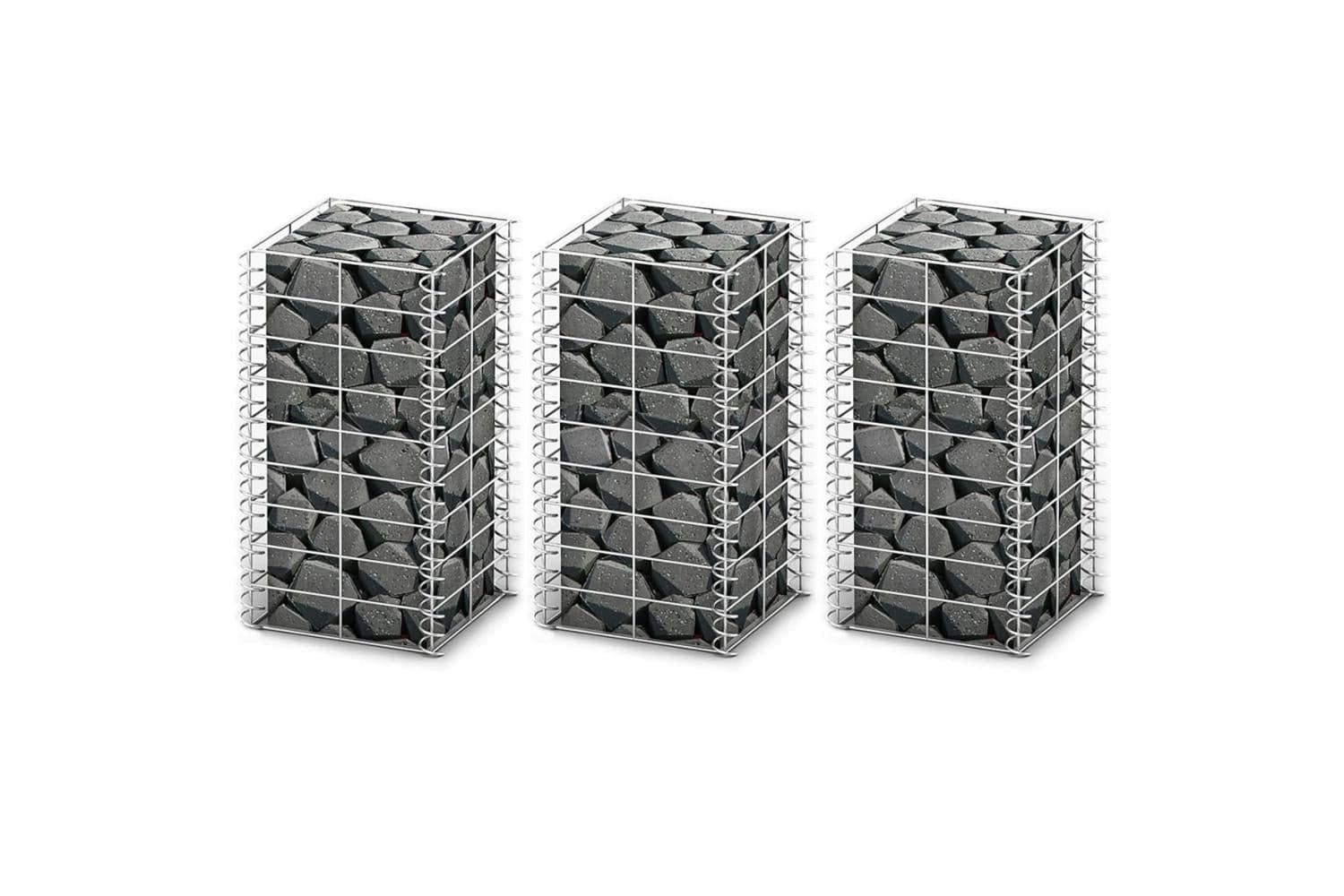 Vidaxl 141044 Gabion Set 3 Pcs Galvanised Wire 25 X 25 X 50 Cm