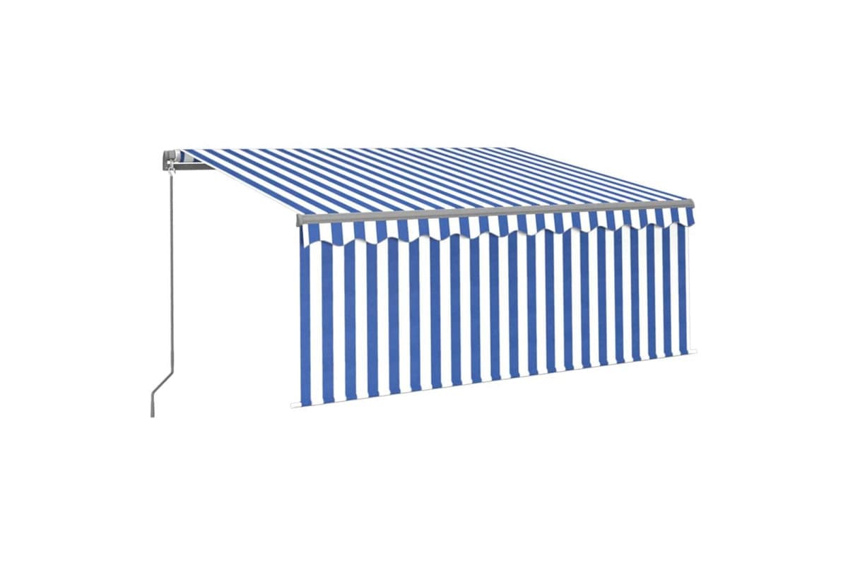 Vidaxl 3069376 Manual Retractable Awning With Blind 3x2.5m Blue&white