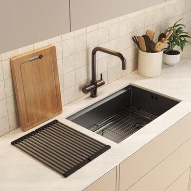 Brushed Bronze 3 in 1 Instant Boiling Hot Kitchen Mixer Square Tap with 3L Boiler - Pronto Vesta