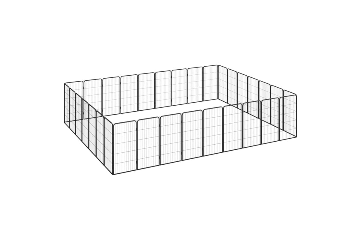 vidaXL 3115964 32-panel Dog Playpen Black 50x100cm Powder-coated Steel