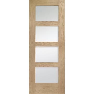Internal Oak 4-Panel Shaker FD30 Fire Door with Clear Glass - Pre-Finished -  XL Joinery