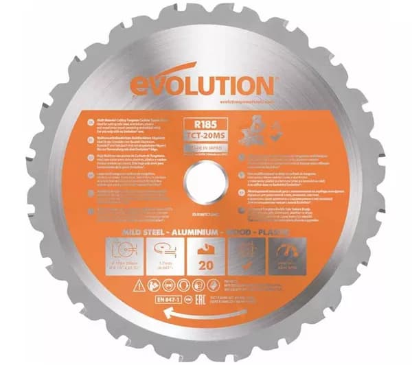 EVOLUTION R185TCT-20MS Multi-Material Mitre Saw Blade - Silver
