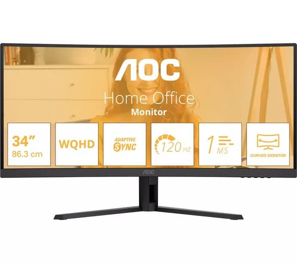 AOC CU34B3E Wide Quad HD 34" Curved VA WLED Monitor - Black