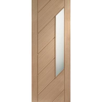 Internal Oak Glazed 1-Light Door with Frosted Glass - Unfinished - 2040 x 926 x 40mm - Monza - XL Joinery