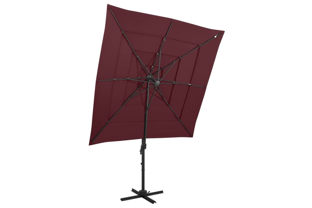 vidaXL 313824 4-tier Parasol With Aluminium Pole Bordeaux Red 250x250cm