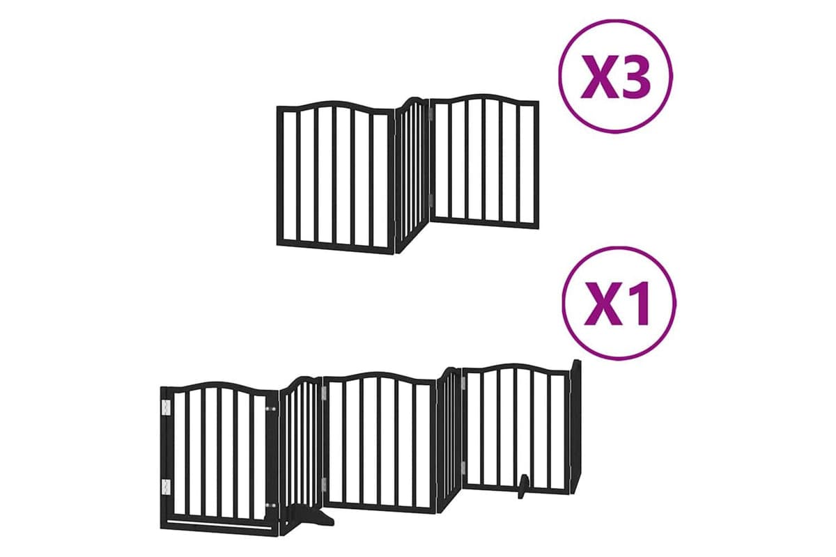 Vidaxl Dog Gate With Door Foldable 15 Panels Black 750 Cm Poplar Wood