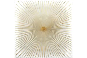 Sunburst Unframed Textured Metal Wall Art | White/Gold | 100 x 100 cm