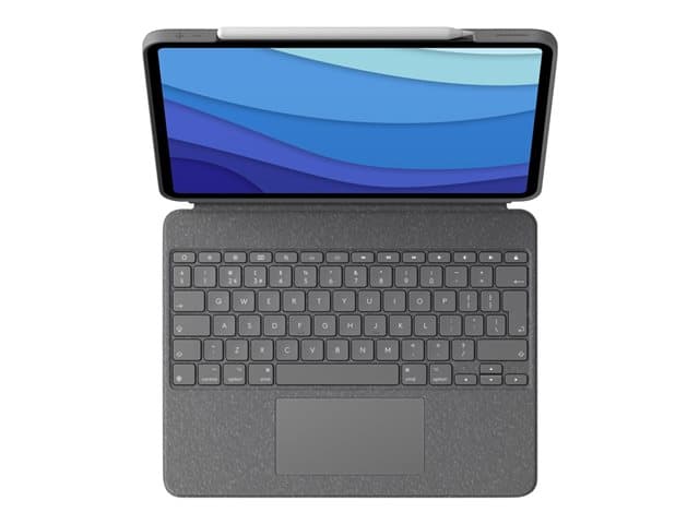 LOGITECH - Combo Touch - Keyboard and folio case - with trackpad - backlit - Apple Smart connector - QWERTY - UK - oxford grey - for Apple 12.9-inch iPad Pro (5th generation)