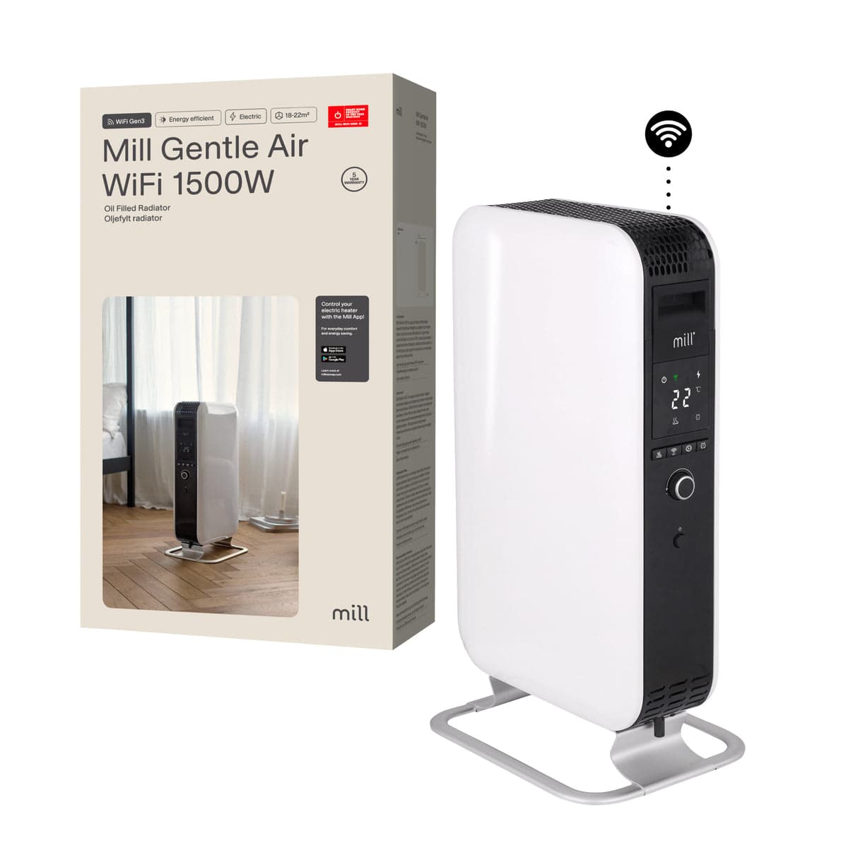 Mill Gentle Air WiFi Oil Filled Radiator 1500W White | OIL1500WIFI3