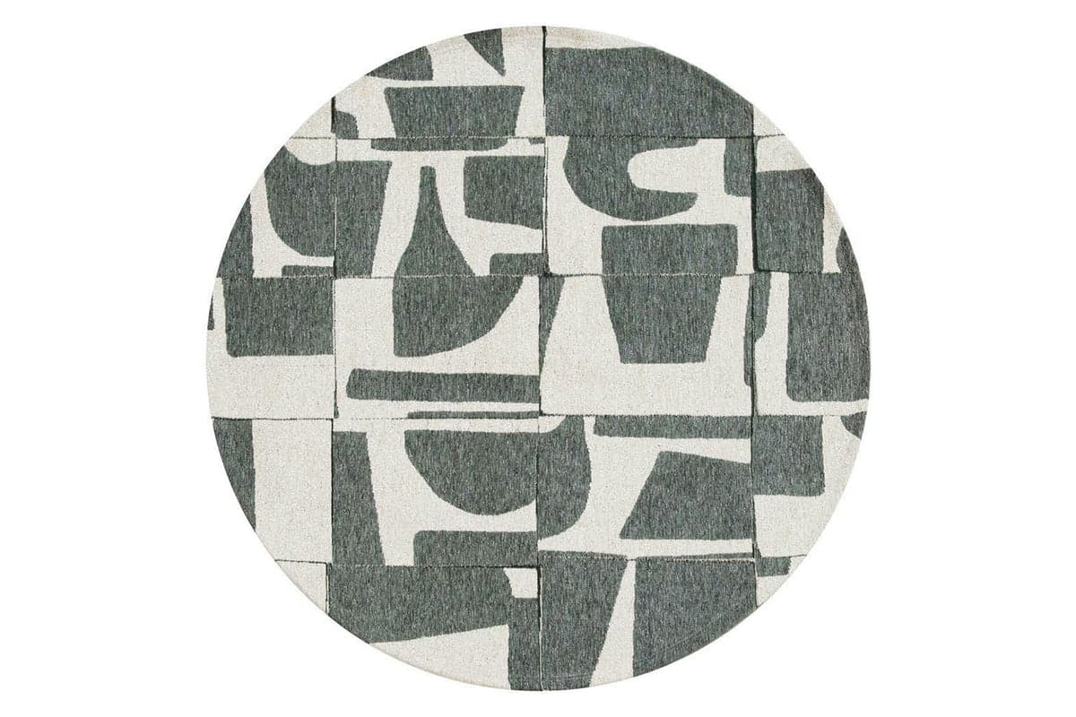 Louis De Poortere | Papercut Indoor Eco Round Rug | Beige/Green | 240 x 240 cm