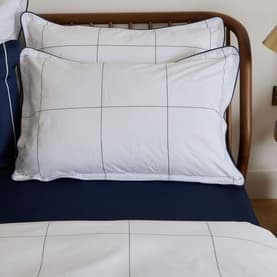 300 Thread Count Navy Windowpane Oxford Square Pillowcase