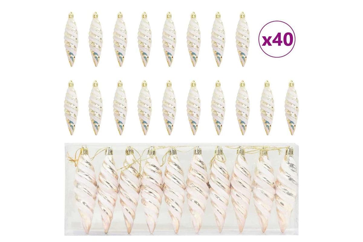 Vidaxl Christmas Spiral Shape Ball 40 Pcs Champagne