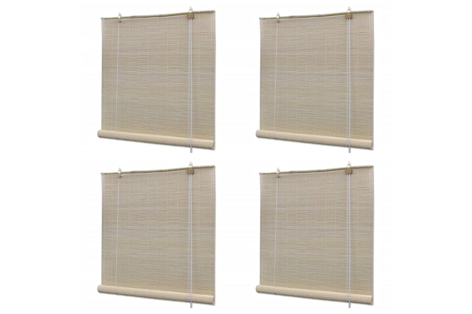 vidaXL 278743 Natural Bamboo Roller Blinds 4 Pcs 120x160cm