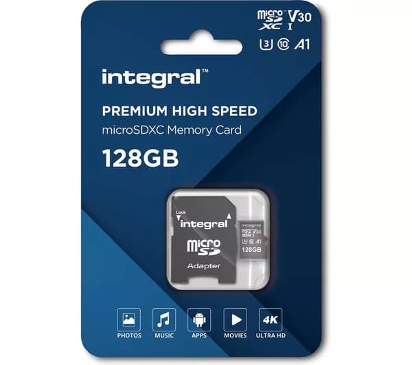 INTEGRAL V30 Class 10 microSD Memory Card w/ Adapter- 128 GB