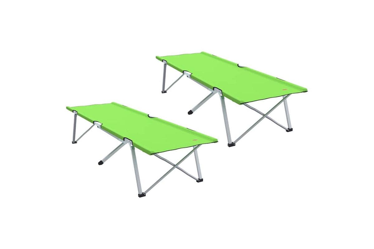 Vidaxl Folding Camping Bed Folding 2 Pcs Green 194 X 62.5 X 42.5 Cm