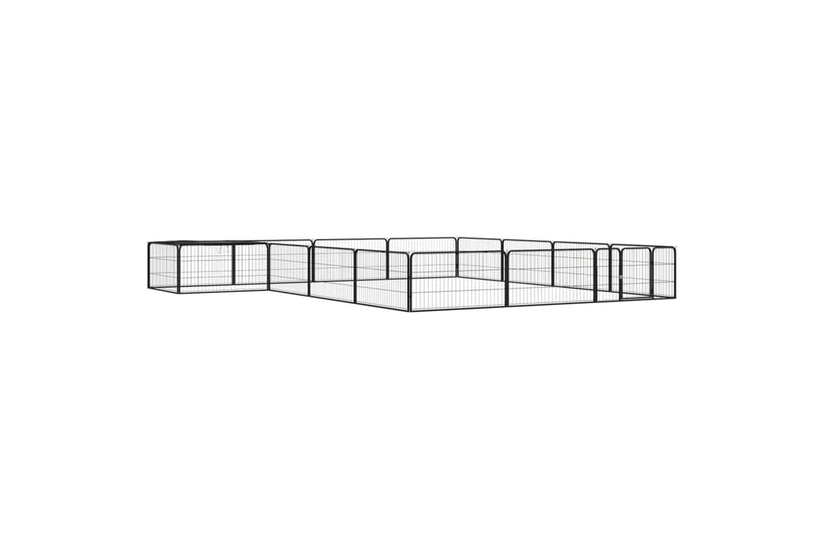 vidaXL 3115978 16-panel Dog Playpen Black 100x50cm Powder-coated Steel
