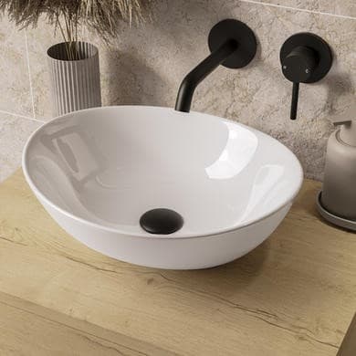 ONLY OPENED - Gloss White Oval 405mm Countertop Basin - Shell
