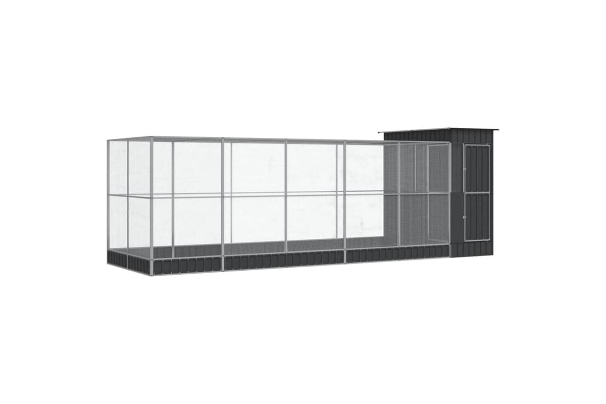 Aviary With Extension Silver 623x203x216 Cm Steel