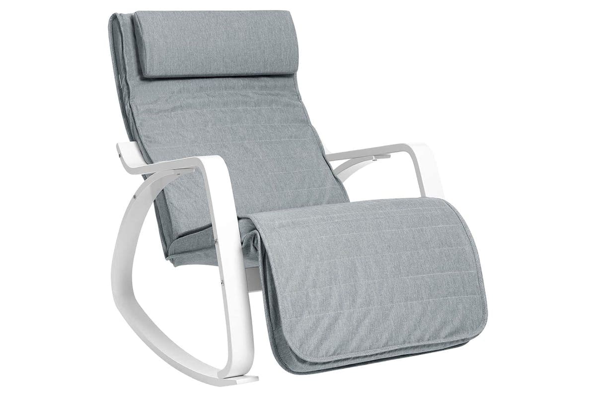 Songmics Birch Wood Rocking Chair | Light Grey