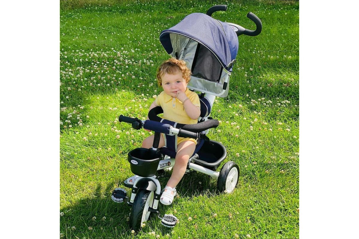 Homcom 370-061BU Kids Tricycle Stroller | Canopy Blue