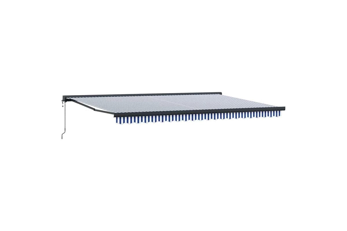 Vidaxl Retractable Awning Blue And White 500 X 300 Cm Fabric Metal