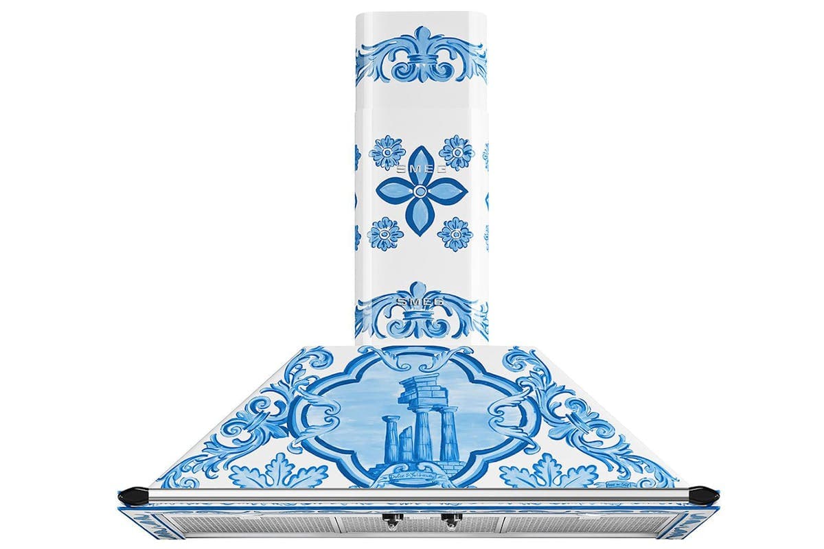 Smeg Divina Cucina Dolce & Gabbana 90cm Chimney Hood | KT90DGM | Maiolica