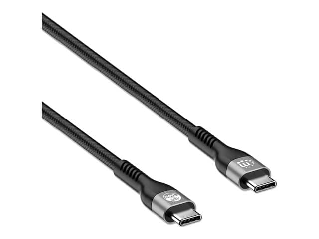 Manhattan USB-C to USB-C Cable (240W), 2m, Male to Male, Black, 480 Mbps (USB 2.0), Extended Power Range (EPR) charging up to 240W (Note additional US