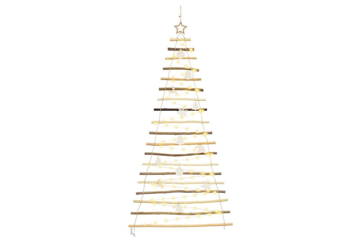 Vidaxl Christmas Tree With 100 Leds Natural 180 Cm Solid Ash Wood