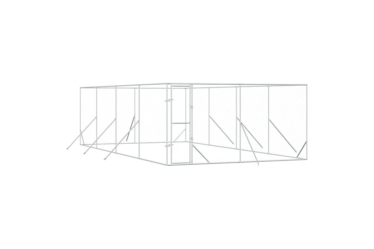 Vidaxl 3190456 Outdoor Dog Kennel Silver 4x8x2 M Galvanised Steel