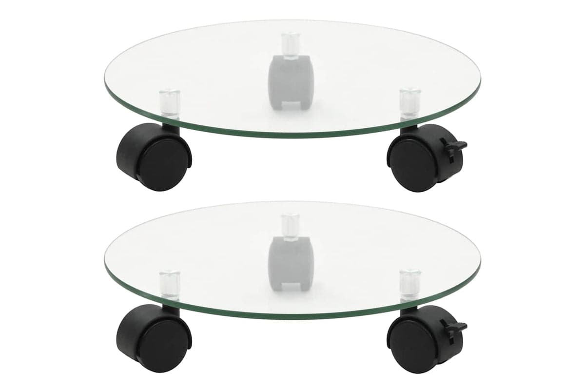 vidaXL 245691 Plant Rollers 2 Pcs Tempered Glass 28cm Round