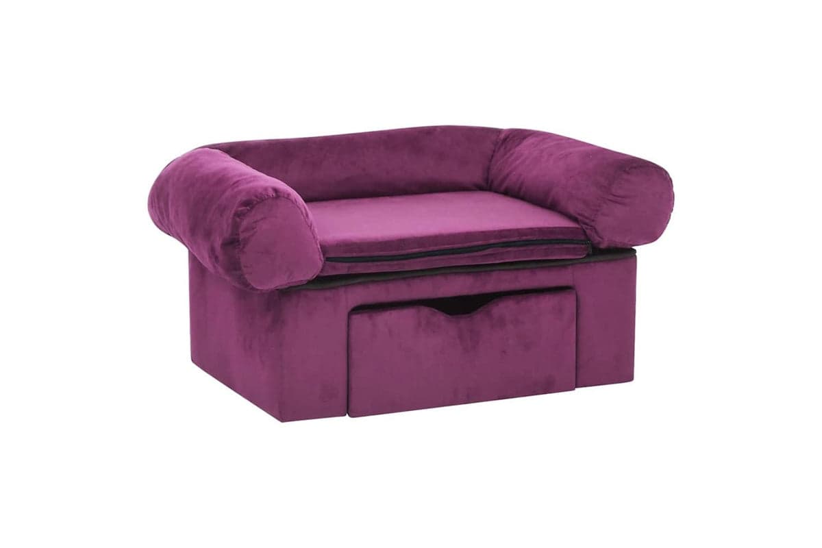 Dog Sofa With Drawer Burgundy 75x50x38 Cm Plush