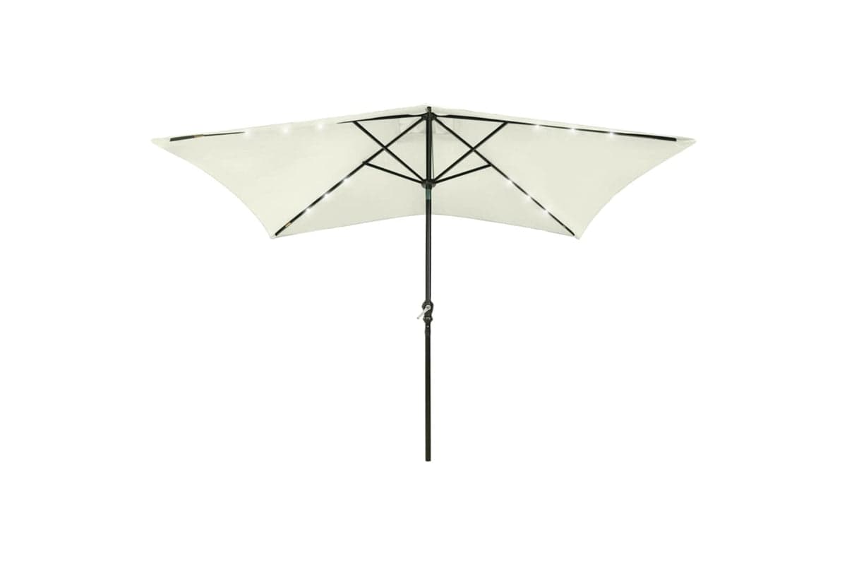Vidaxl 313787 Parasol With Leds And Steel Pole Sand 2x3 M
