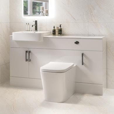 1500mm White Toilet and Sink Unit with Storage Unit and Square Toilet - Harper