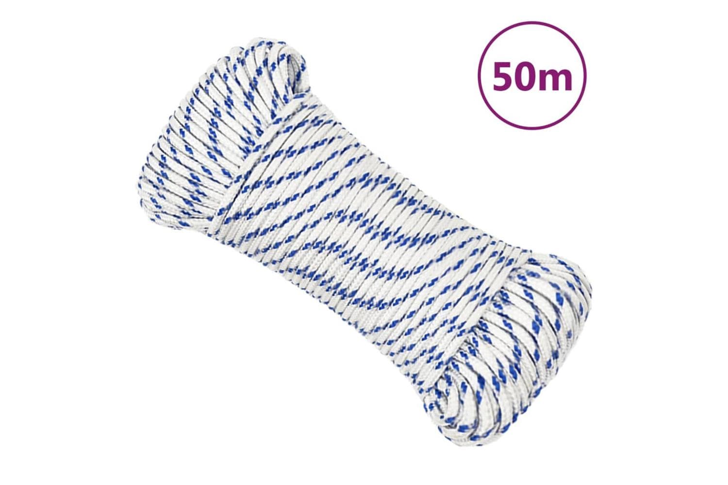 vidaXL 152275 Boat Rope White 4mm 50 M Polypropylene
