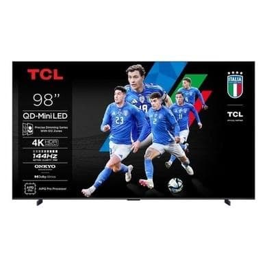 TCL 98Q6C-UK 98" 4K QD-Mini LED Smart Google TV – 144Hz Dolby Vision IQ ONKYO 2.1 Sound