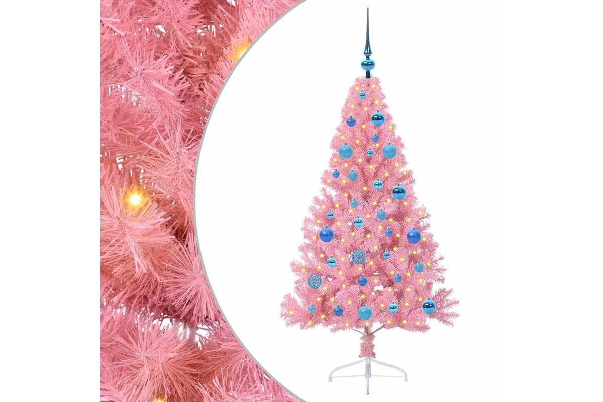 Vidaxl Artificial Pre-lit Christmas Tree With 150 Leds Pink 150 Cm Pvc
